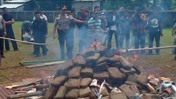 La Policía de Indonesia intoxicó a un pueblo entero al quemar tres toneladas de marihuana