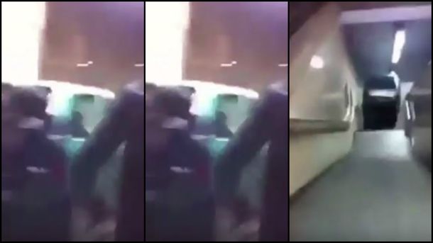 Insólito: festejaron año nuevo tirando un automóvil por las escaleras