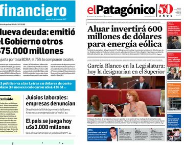 Tapas de diarios del jueves 15 de junio de 2017