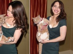 Emilia Clarke y su amigo el gatito Emilia Clarke y su amigo el gatito