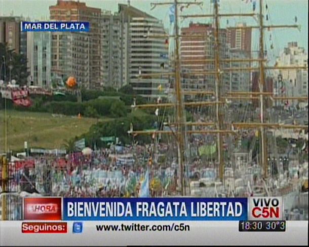Seguí en vivo la llegada de la Fragata Libertad a Mar del Plata