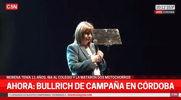 Patricia Bullrich dijo que suspendía la campaña, pero este mismo miércoles realizó un acto en Córdoba