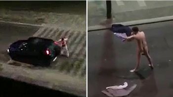 un borracho se desnuda y boxea al trafico: mira el video un borracho se desnuda y boxea al trafico: mira el video