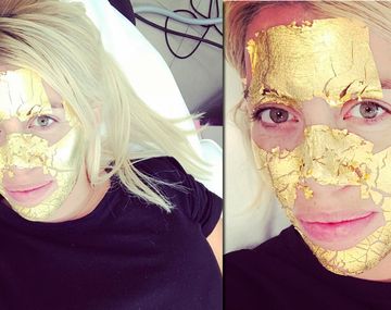Insólito: Wanda Nara se puso oro en su cara