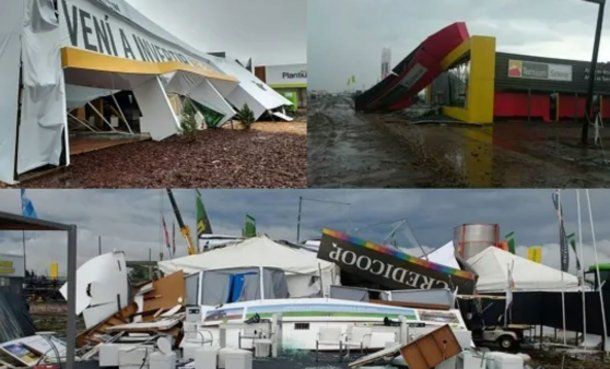 Impactantes imágenes del temporal en San Nicolás: destrozos en Expoagro y  dos camiones volcados