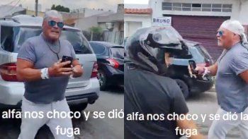 violento episodio con alfa en plena via publica por un casi choque: manejas como un anciano violento episodio con alfa en plena via publica por un casi choque: manejas como un anciano