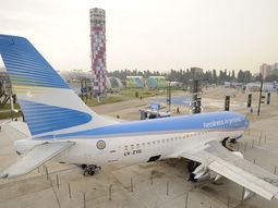 Avión simulador de Aerolíneas Argentinas en Tecnópolis