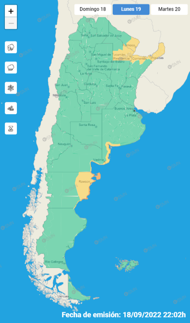 Hay este lunes alerta por lluvias en Buenos Aires y dos provincias.