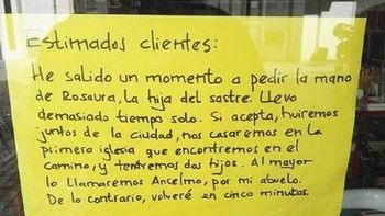 el cartel viral en facebook: estimados clientes: he salido a pedir la mano de rosaura el cartel viral en facebook: estimados clientes: he salido a pedir la mano de rosaura