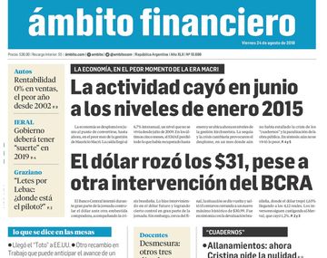 Tapas de diarios del viernes 24 de agosto de 2018