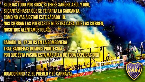 La iniciativa de hinchas de Boca: Nunca jugarás en silencio