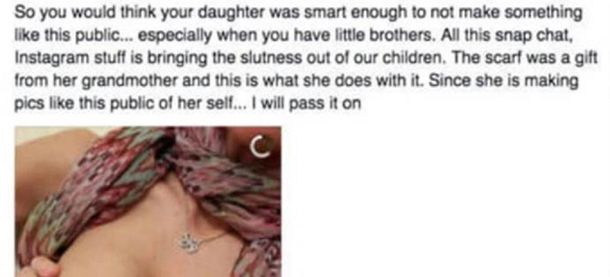 Publicó una foto de su hija en topless como castigo