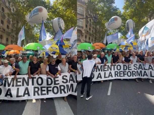 Masiva marcha de ATE, UOM y Aceiteros en contra de la Reforma Laboral