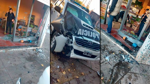 Un patrullero se incrustó y destruyó un comercio en Morón