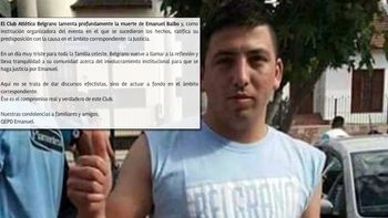 Belgrano lamentó la muerte de Baldo Belgrano lamentó la muerte de Baldo