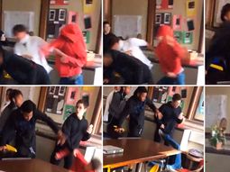 El estudiante no participaba de la escena, hasta que vio que su compañero le pegó a la maestra El estudiante no participaba de la escena, hasta que vio que su compañero le pegó a la maestra