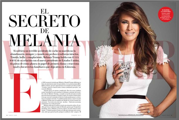 Parte de la nota sobre Melania Trump en Vanity Fair México de febrero