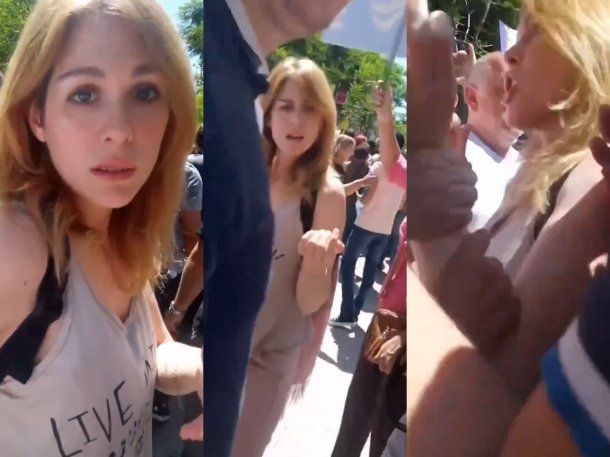 Desencajada: Lilia Lemoine agredió a manifestantes en la visita de Javier Milei a Corrientes