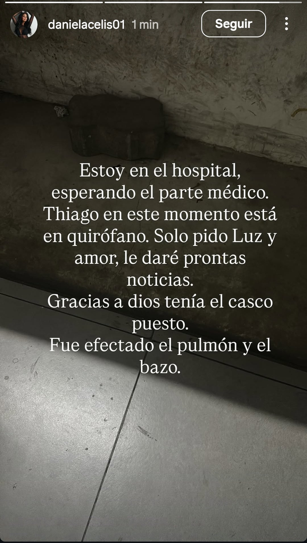Thiago Medina sufrió un grave accidente con su moto y se encuentra internado