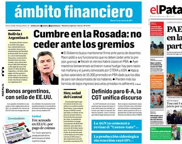 Tapas de diarios del&nbsp;martes 13 de marzo de 2017.