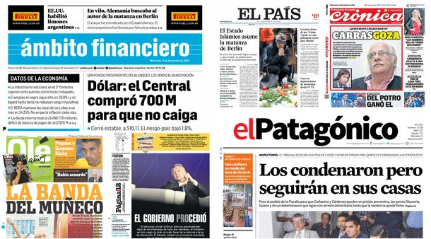 Tapas de diarios del 21 de diciembre de 2016