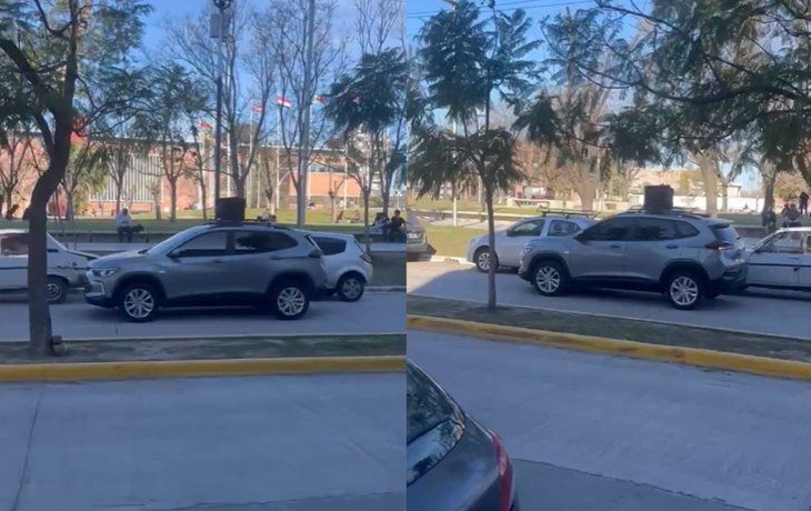 Un vehículo paseaba por las calles de Ezeiza con un altoparlante que transmitía el hit viral en contra de Karina Milei.