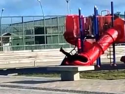 El video viral de Gabriel Boric atrapado en un tobogán