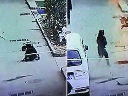 VIDEO: Tiró un petardo en una alcantarilla y salió volando por los aires