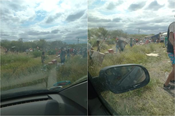 Volcó un camión con cerveza: vecinos lo saquearon