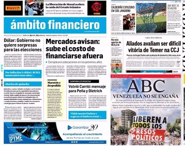 Mirá las tapas de los diarios