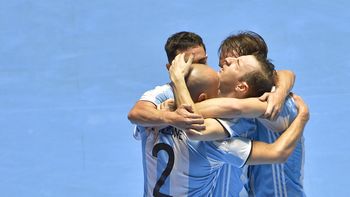Festejo de Argentina en la final del Mundial de futsal ante Rusia en Colombia Festejo de Argentina en la final del Mundial de futsal ante Rusia en Colombia