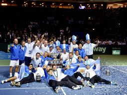 Los festejos del equipo argentino campeón de la Copa Davis