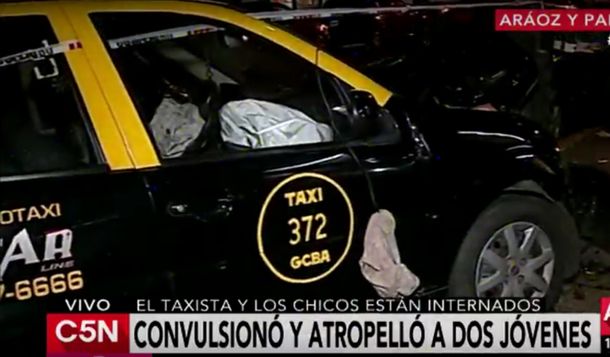 Un taxista convulsionó y atropelló a dos jóvenes que caminaban por Palermo