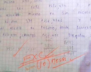 Córdoba: un docente felicitó con un 10 (Messi) a su estudiante