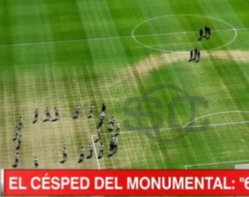 Así está el césped del Monumental a horas del partido con Independiente
