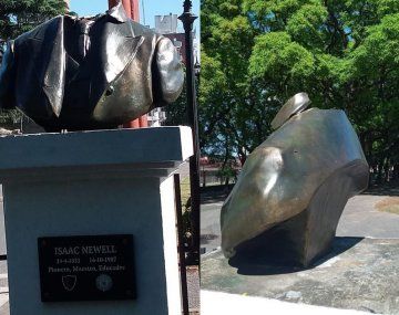 Hinchas de Rosario Central decapitaron el busto de Isaac Newell