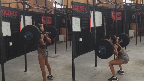 El increíble video de Cinthia Fernández levantando una pesa de casi 80 kilos