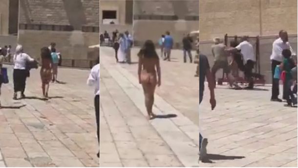 Una mujer de desnudó en el Muro de los Lamentos