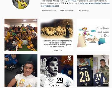 La cuenta de Instagram de Teófilo Gutiérrez, delantero de Rosario Central