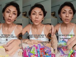 ¿Las golosinas son basura? Polémica por tiktoker que desechó regalos que le dieron a su hija en un cumpleaños