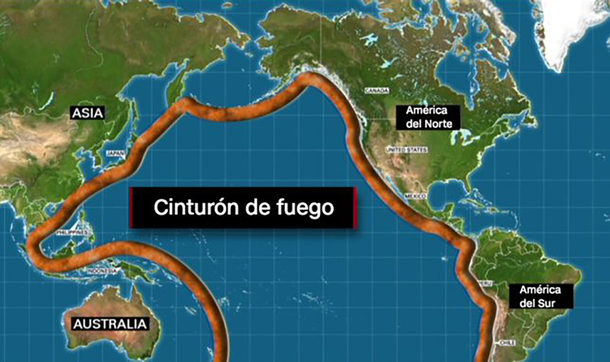El mapa del llamada Cinturón de Fuego.