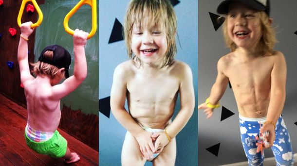 Un chico se convirtió en fisicoculturista y gurú del fitness a los tres años