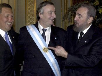 Hugo Chávez, Néstor Kirchner y Fidel Castro
