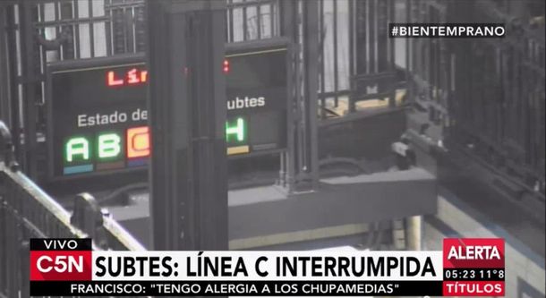 Un paro sorpresivo deja a 180 mil pasajeros sin subte en la línea C