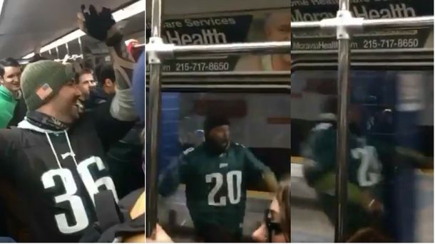 Un fanático de Filadelfia Eagles se pegó un palo en el subte