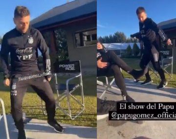 El desopilante show de baile del Papu Gómez en la concentración