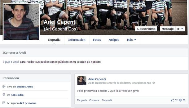 Fuertes mensajes en el Facebook de la víctima del choque de Martínez