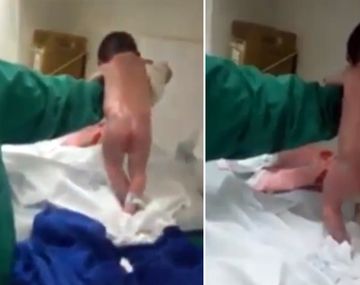 Así fue la caminata del bebé recién nacido en Brasil