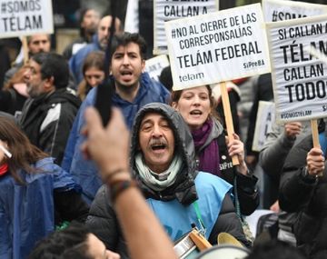 Protesta de trabajadores de Télam en Olivos - Crédito:&nbsp;@somostelam