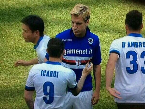 Maxi López le negó el saludo a Mauro Icardi en la previa de Sampdoria-Inter